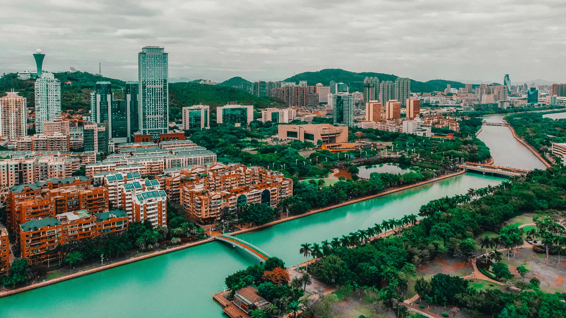 Modern River City Skyline